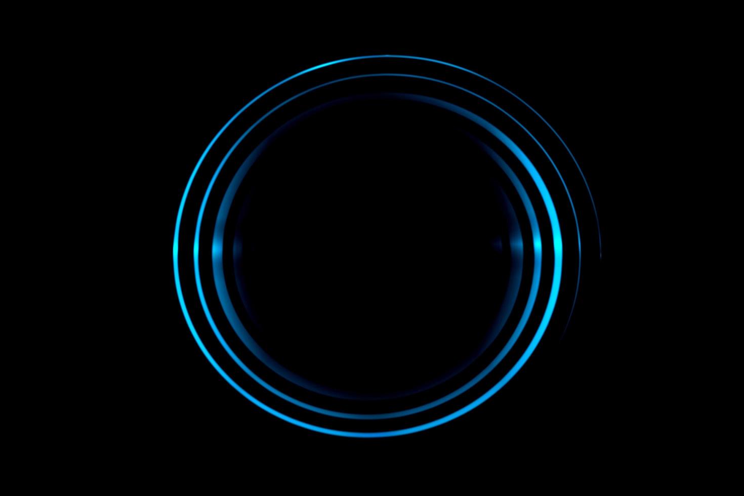 Light blue spiral with circle ring on black backdrop, abstract background photo