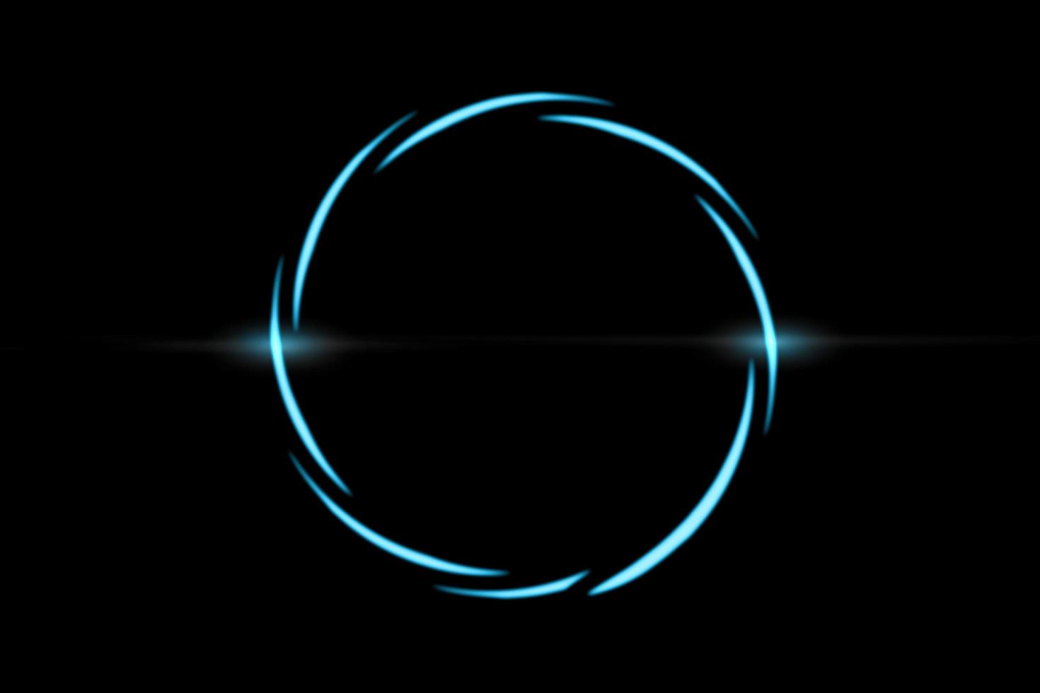 Abstract blue spiral line with circle ring on black backdrop, abstract background photo