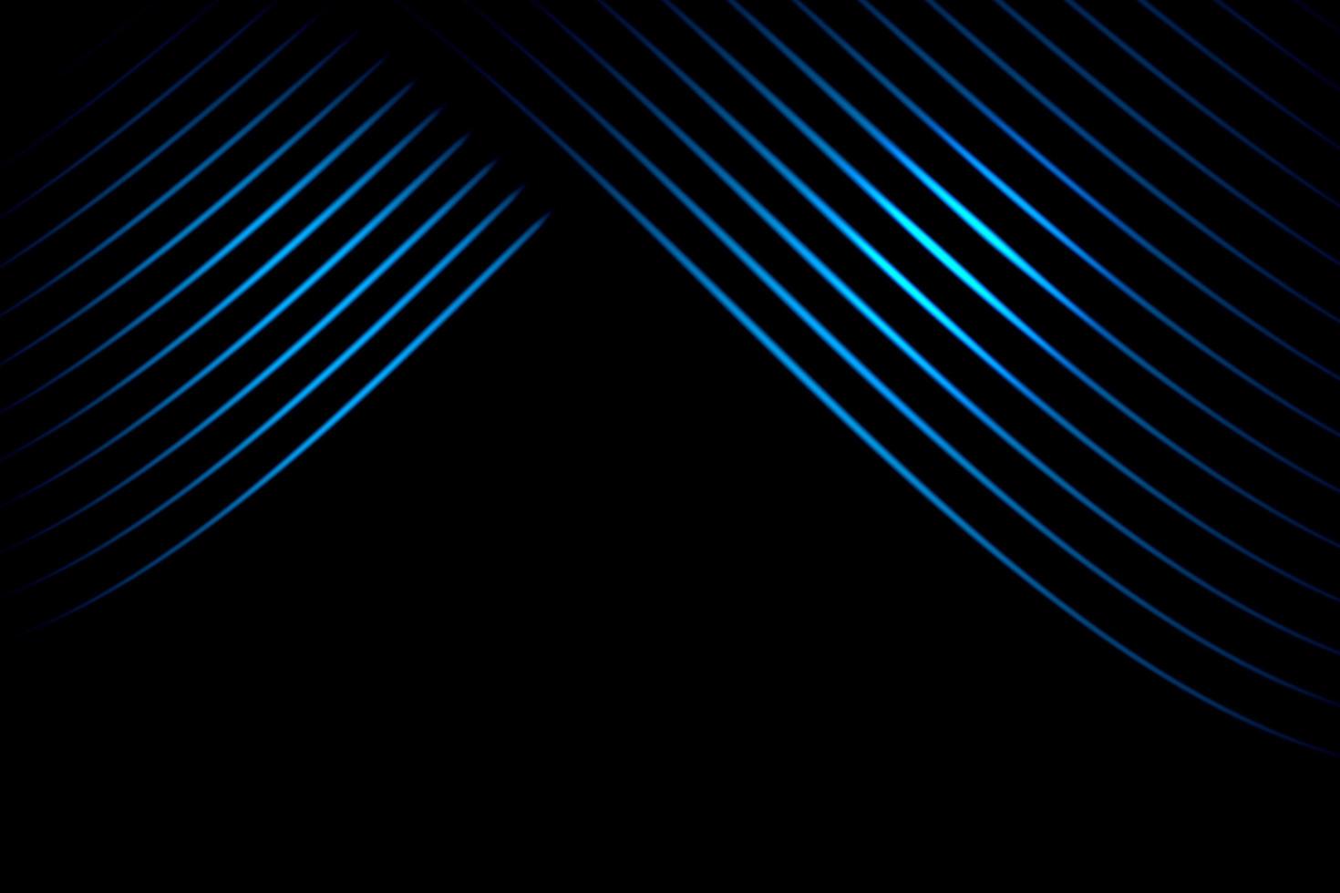 Abstract stage curtain with blue curved lines on black background photo