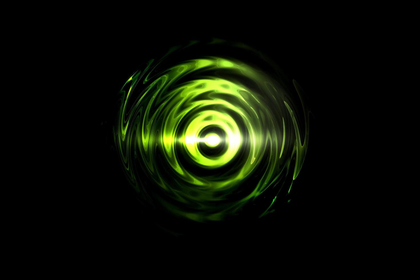 Glowing light green vortex on black backdrop, abstract background photo