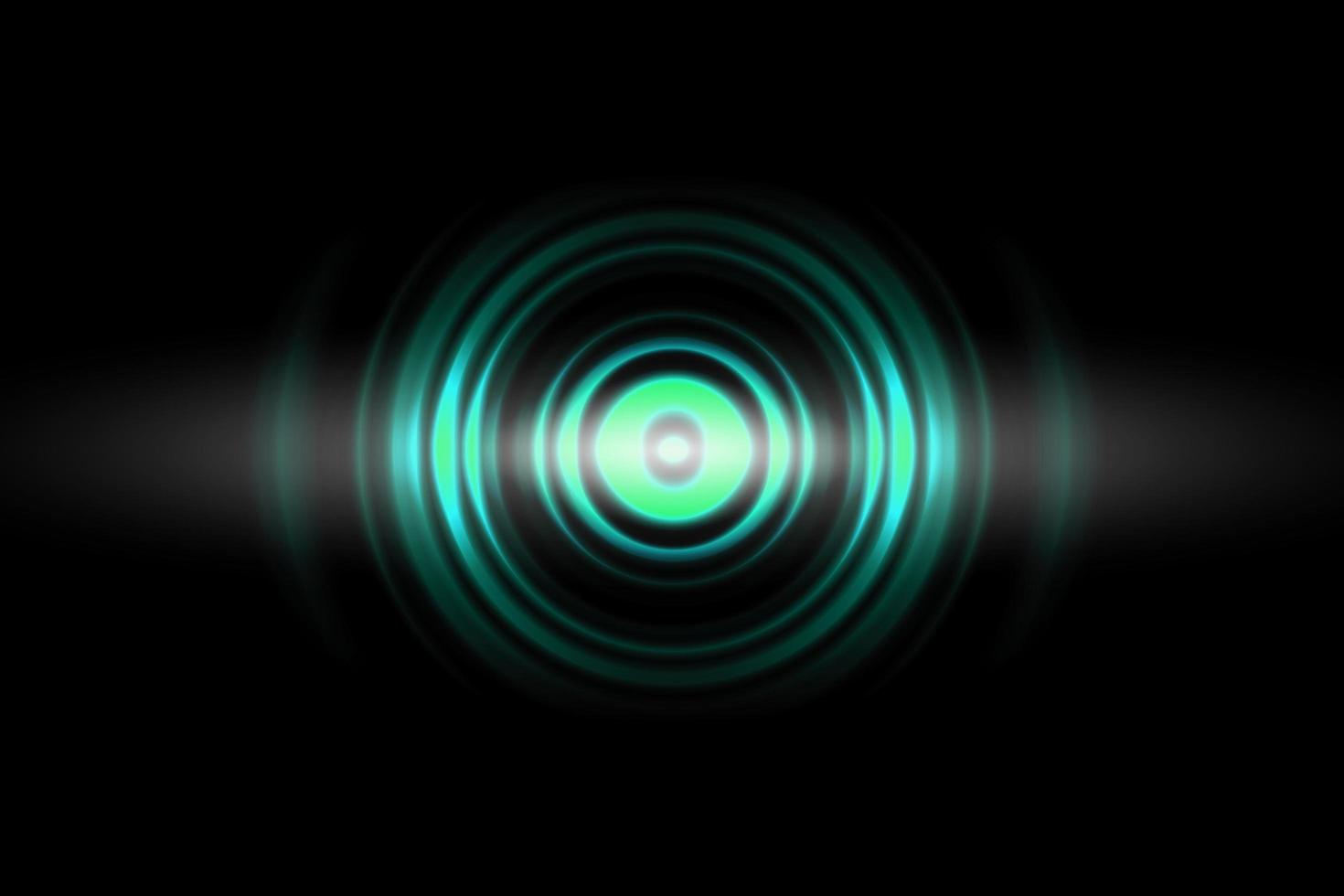 Sound waves oscillating green light with circle spin, abstract background photo