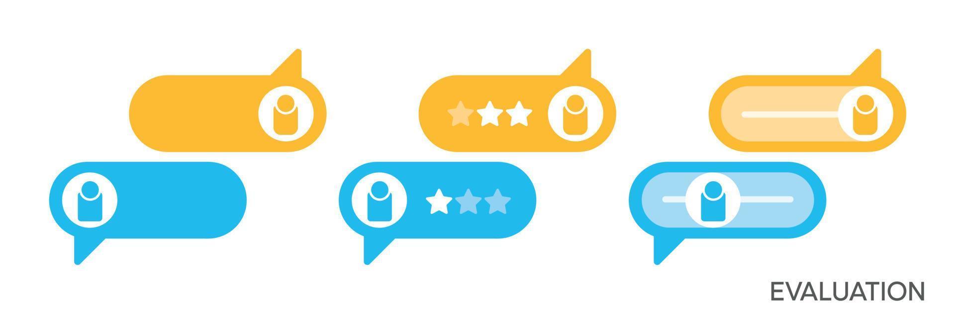 Evaluation set. Slide button. Star Feedback Speech Bubble Icon Vector Design. Comment icon vector. Speech bubble icon symbol.