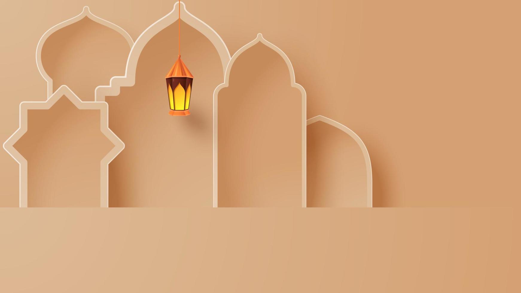 Islamic display decoration background with islamic ornament. Vector 3D Illustration