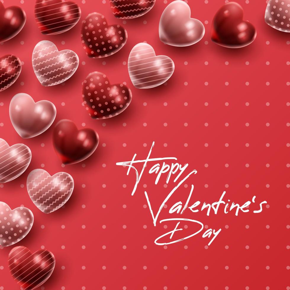 Happy Valentine's day background with heart balloon and present composition for banner, poster or greeting card. vector illustration