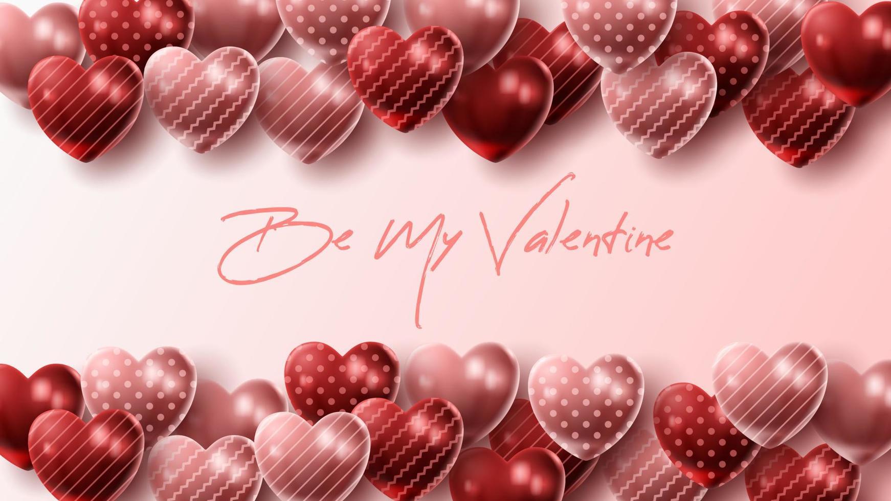 Happy Valentine's day background with heart balloon and present composition for banner, poster or greeting card. vector illustration