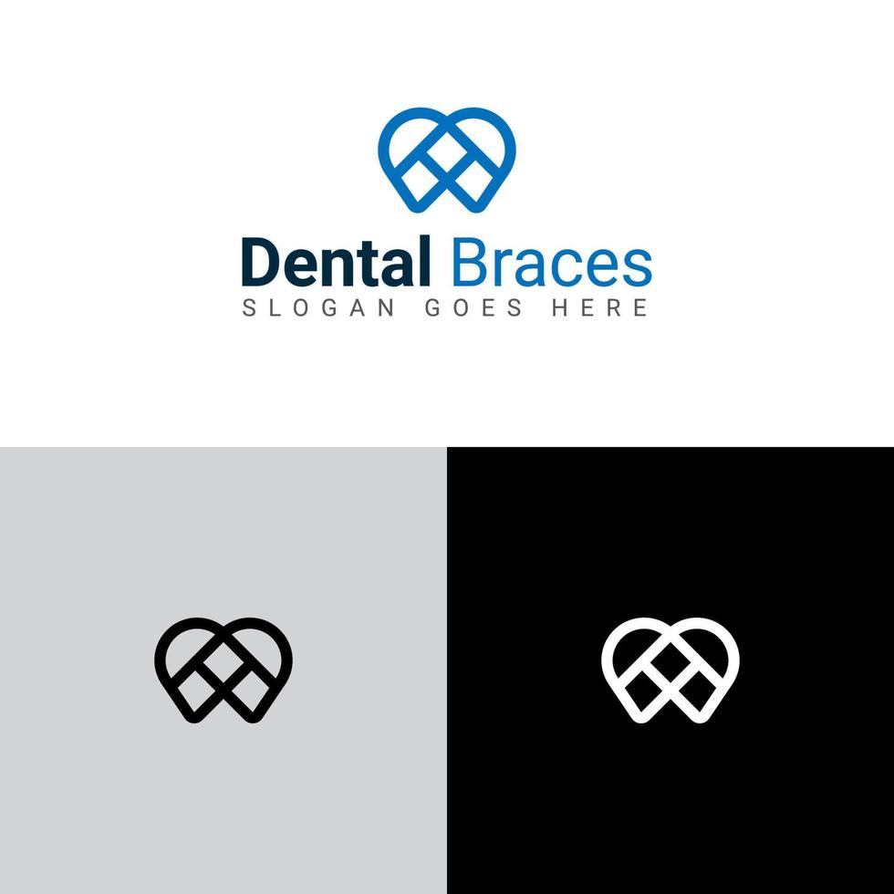 logotipo de los dientes concepto de diseño de logotipo de aparatos dentales plantilla de logotipo de cuidado dental vector