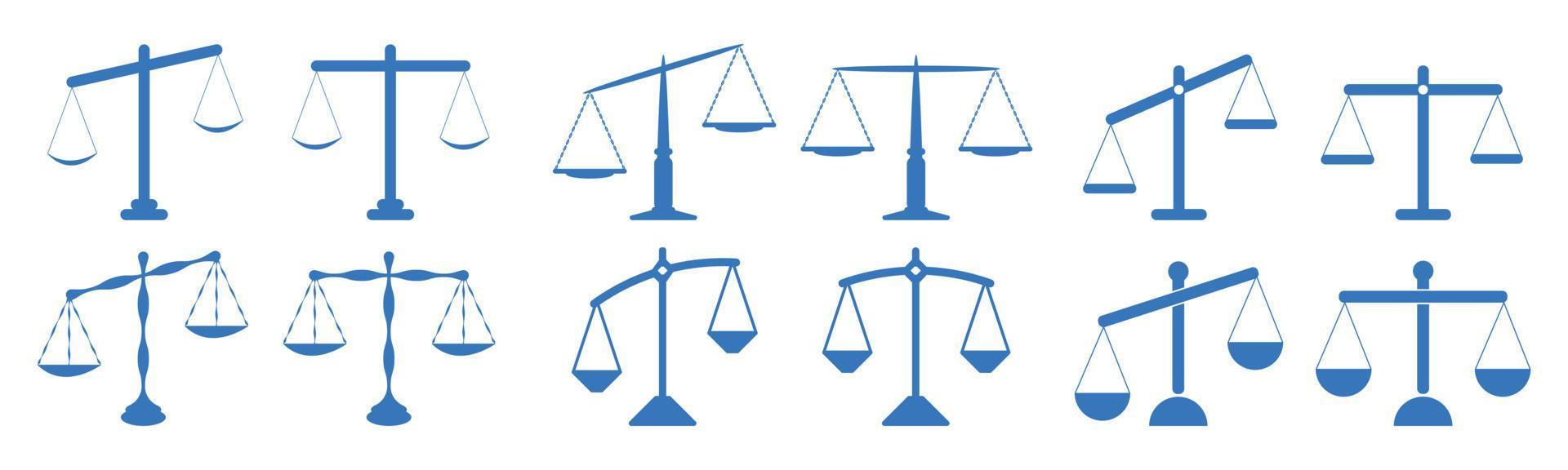 As a set, the scale can be rotated left and right. Scale icon vector sign isolated on white background. The scale symbol makes the template color editable. He measures the justice reports. Law balance