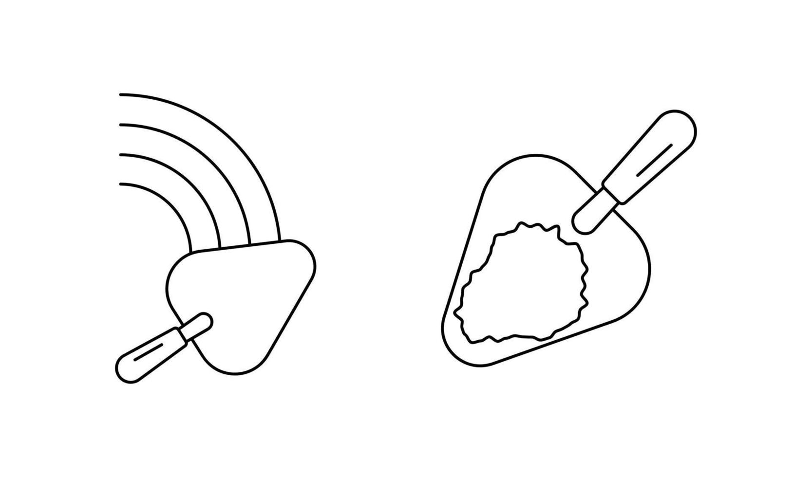 conjunto de iconos de enlucido de pared. iconos de construcción y yeso. iconos de construcción sobre fondo blanco. ilustración de vector de arte de línea técnica. conjunto de líneas editables