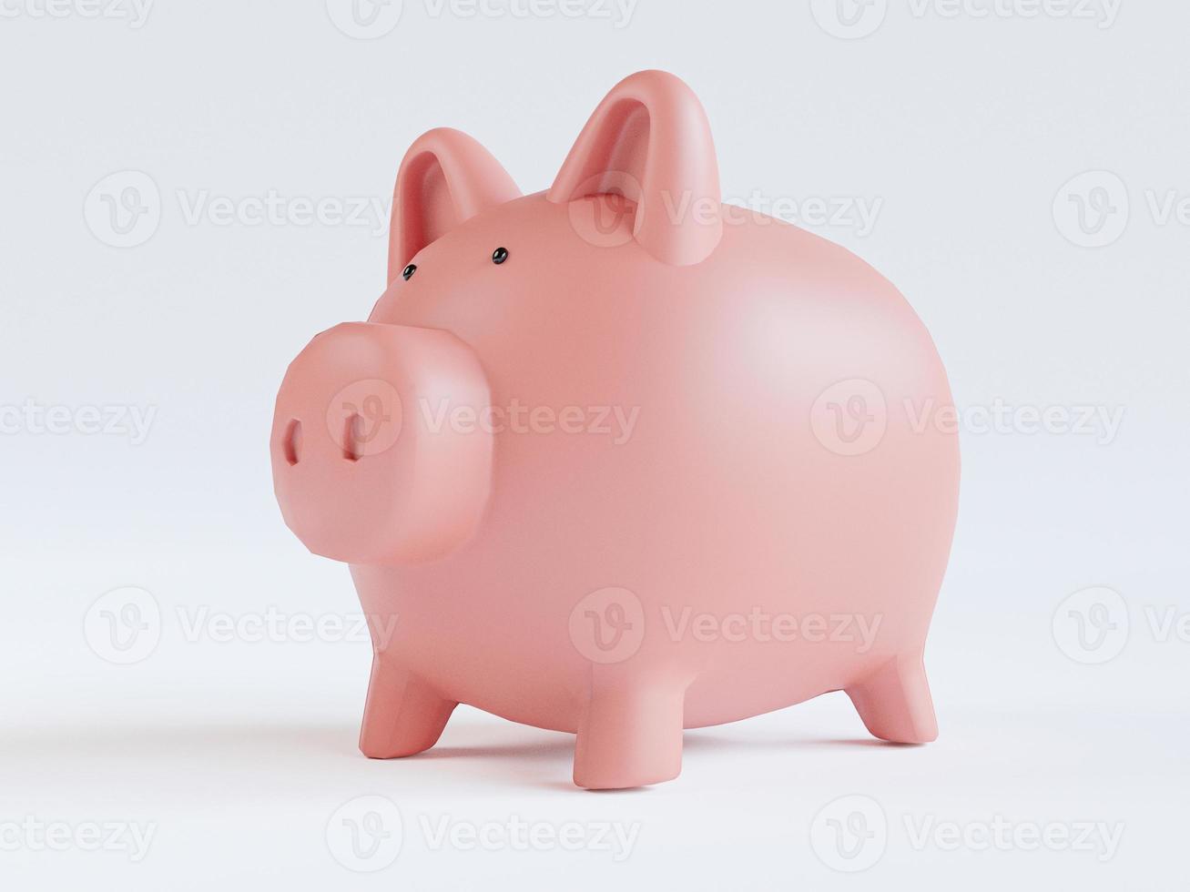 cerdito rosa ahorrar dinero sobre fondo blanco para depósito y concepto de crecimiento de ahorro financiero por 3d render. foto