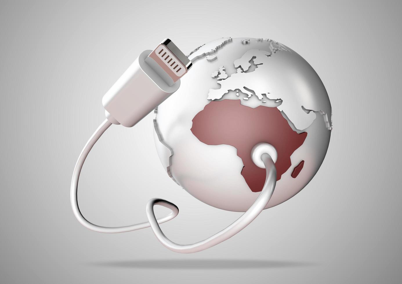 Colourful Data Cable Connected to Africa Continent on World Globe Earth photo