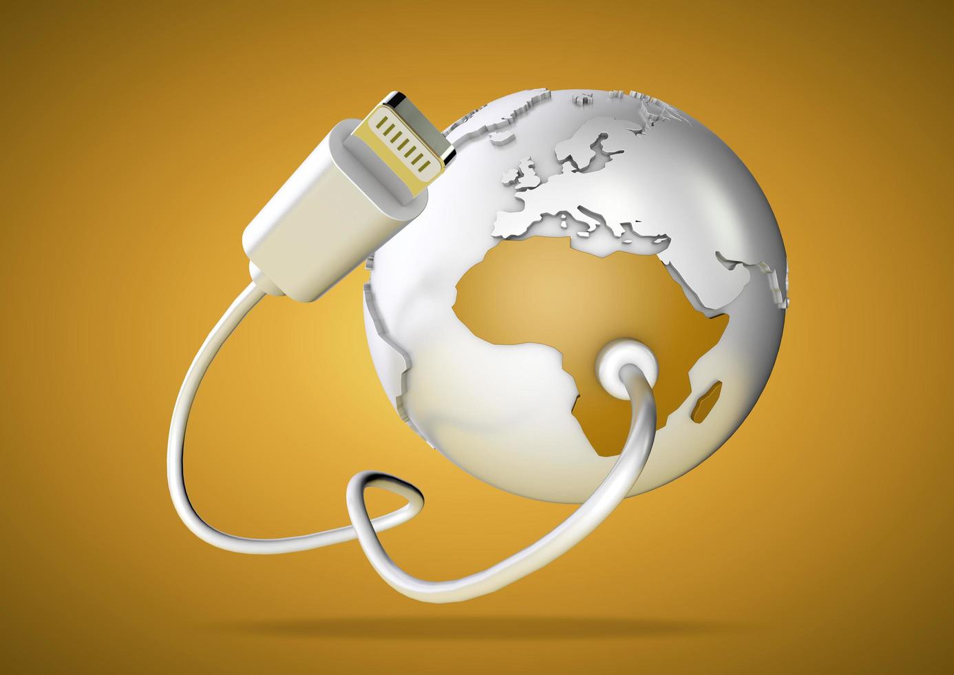 Colourful Data Cable Connected to Africa on World Globe photo