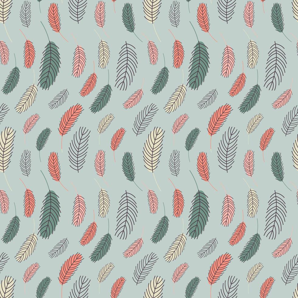 Bird feathers seamless pattern. Pattern with feathers. Vector flat illustration photo