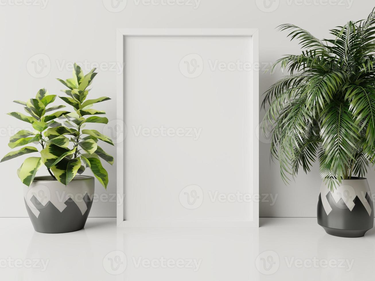 cartel interior simulado con maceta, flor en habitación con pared blanca.  6933842 Foto de stock en Vecteezy