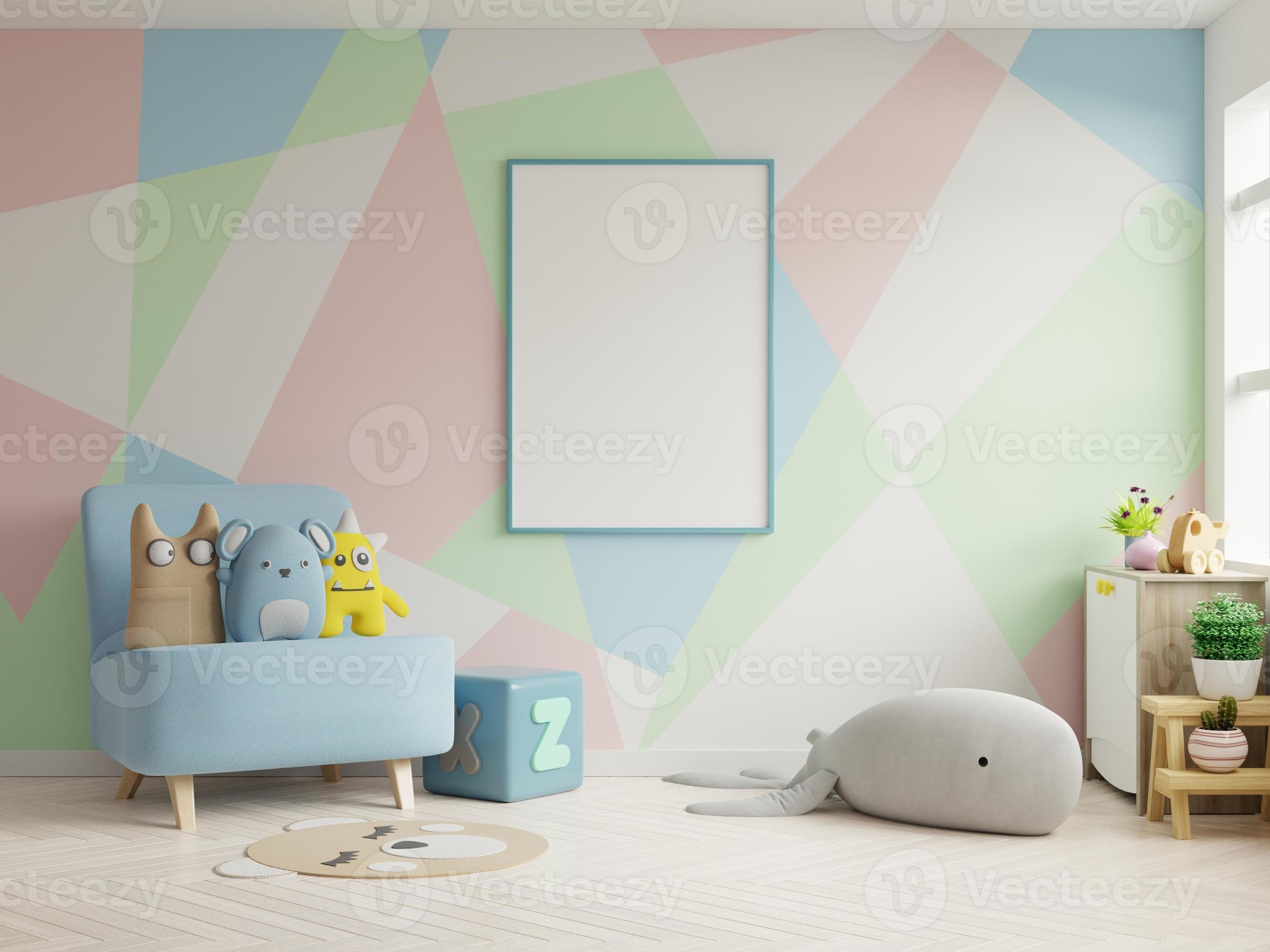Mock up poster frame in children room,kids room,nursery mockup,pastel  colors background. 6933845 Stock Photo at Vecteezy