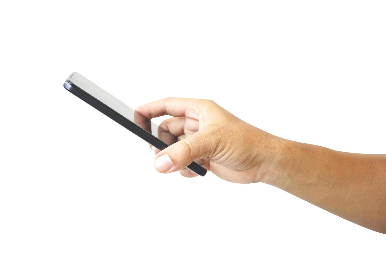 Holding the phone by upside down hand to scan. photo