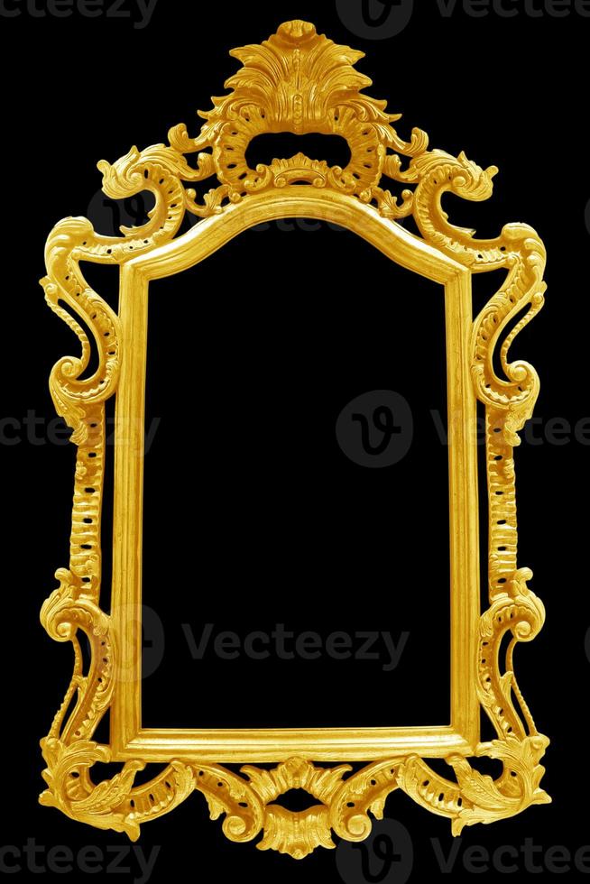 antique golden frame isolated on black background photo