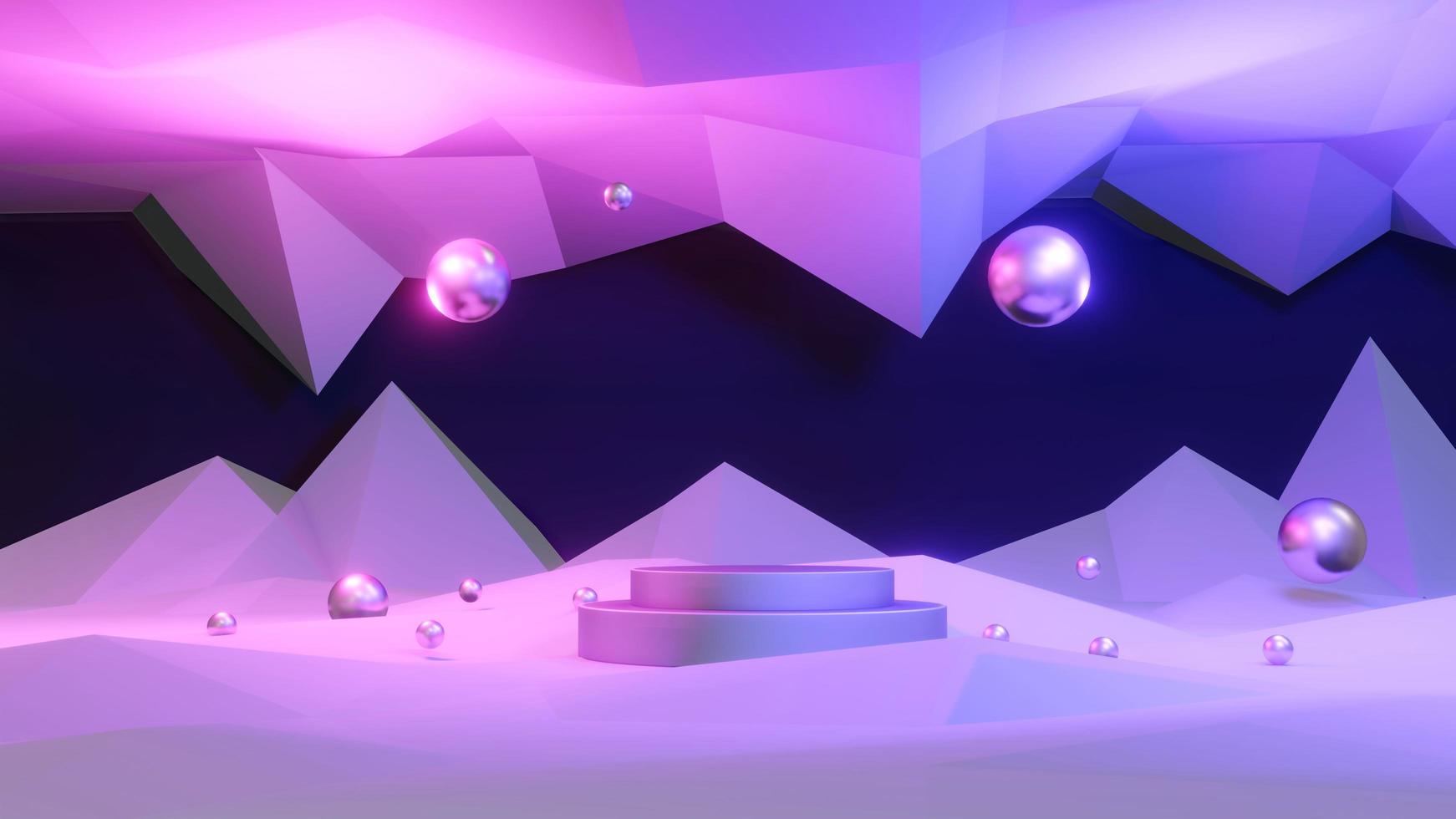 3D Rendering concept of product display. Blank product stand podium with red and purple LED light on element background. Futuristic concept. 3d rendering. illustration. photo