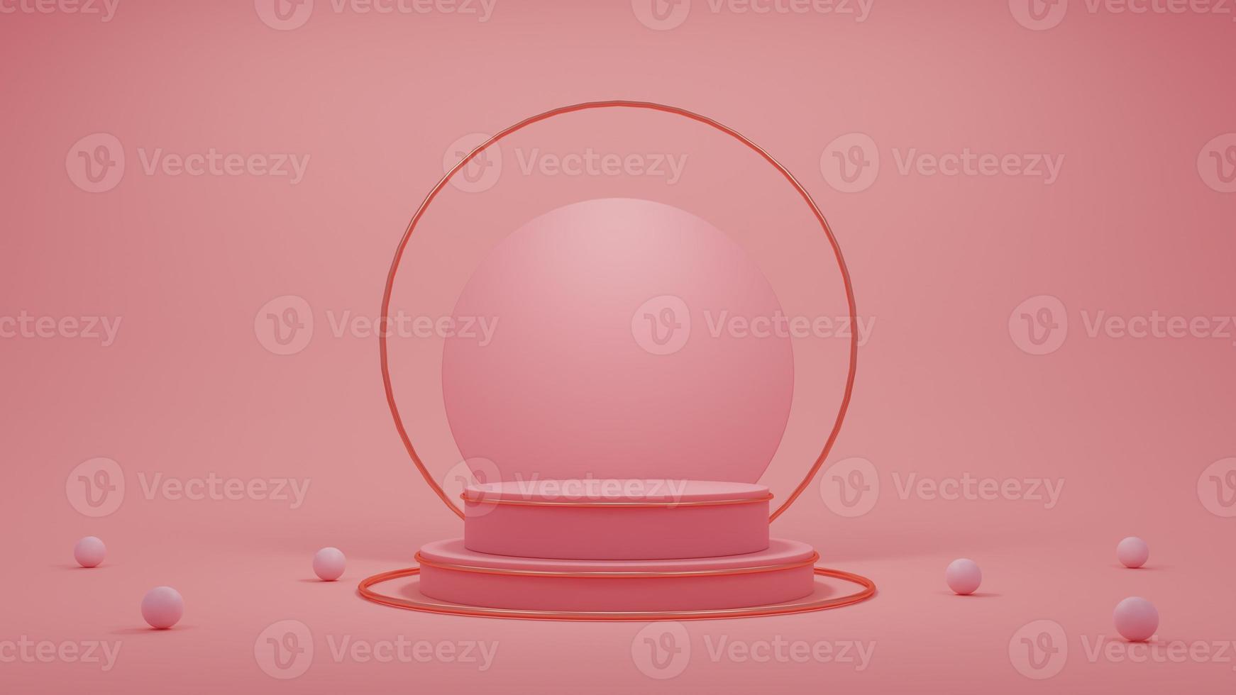 3D Rendering concept of pink podium. Valentines day and mother's day concept. 3D Render. illustration. Minimal product stand, display, exhibition on pink background for commercial design. photo