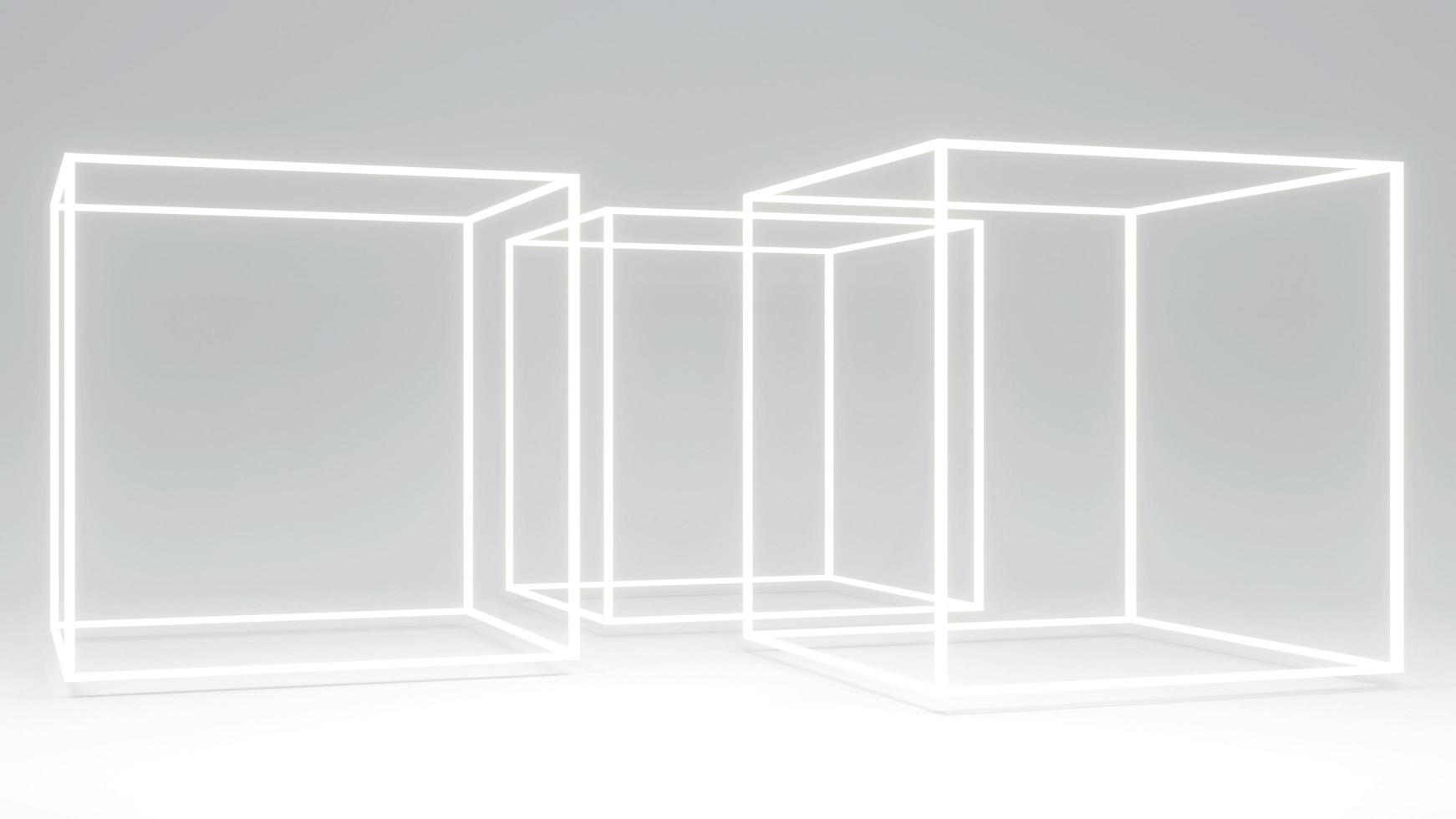 3D rendering concept of white theme of blank product display podiums composition geometry elements for commercial template design. 3D Render. photo