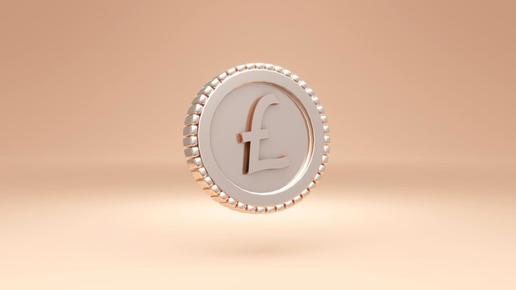 3D Rendering of isolated single silver British money coin pound on background. 3D Render. 3D illustration. photo