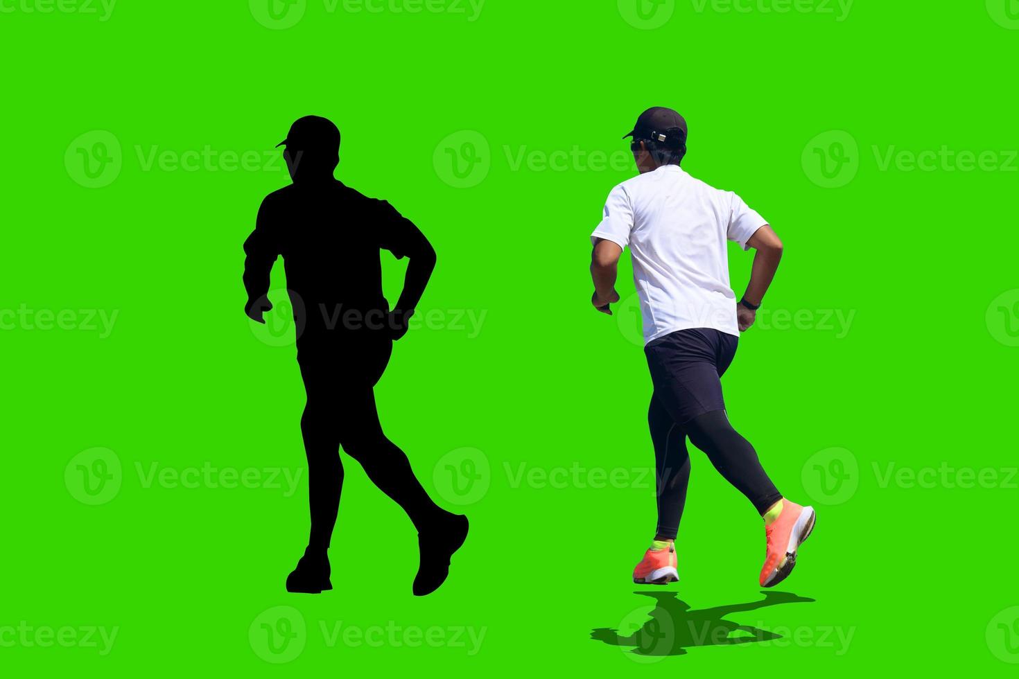 Man running on colored background with clipping path photo