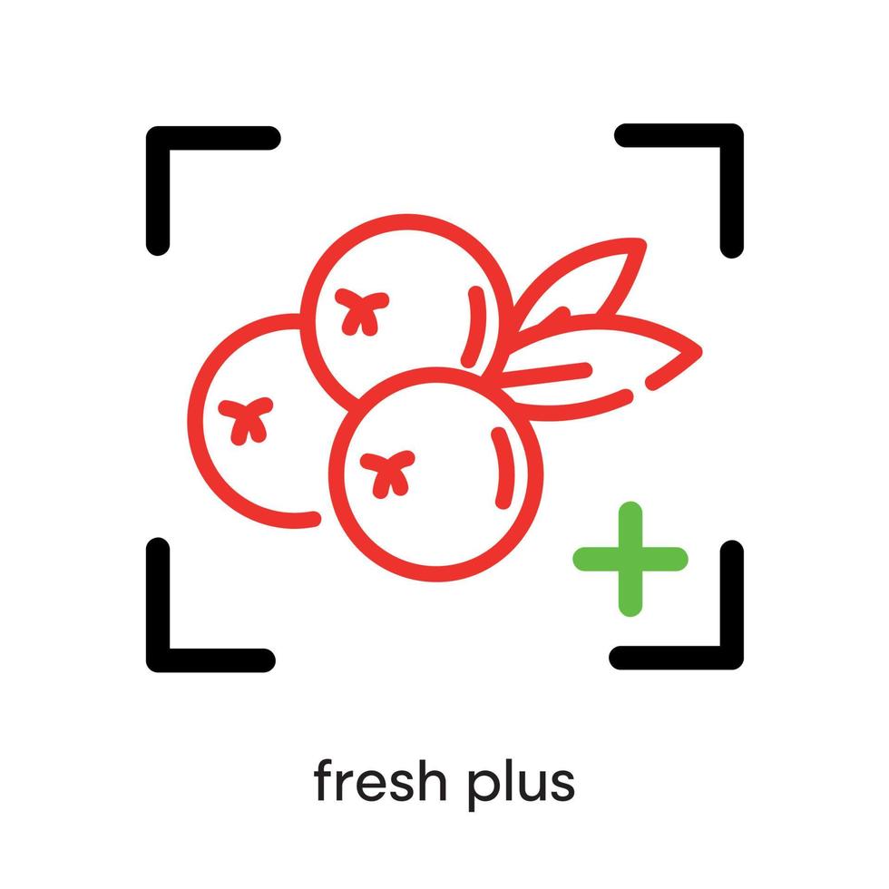 Fresh fruit plus icon. This symbol is the refrigerator and air conditioning symbol. Colorful refrigerator button icon. Editable Stroke. Logo, web and app. vector