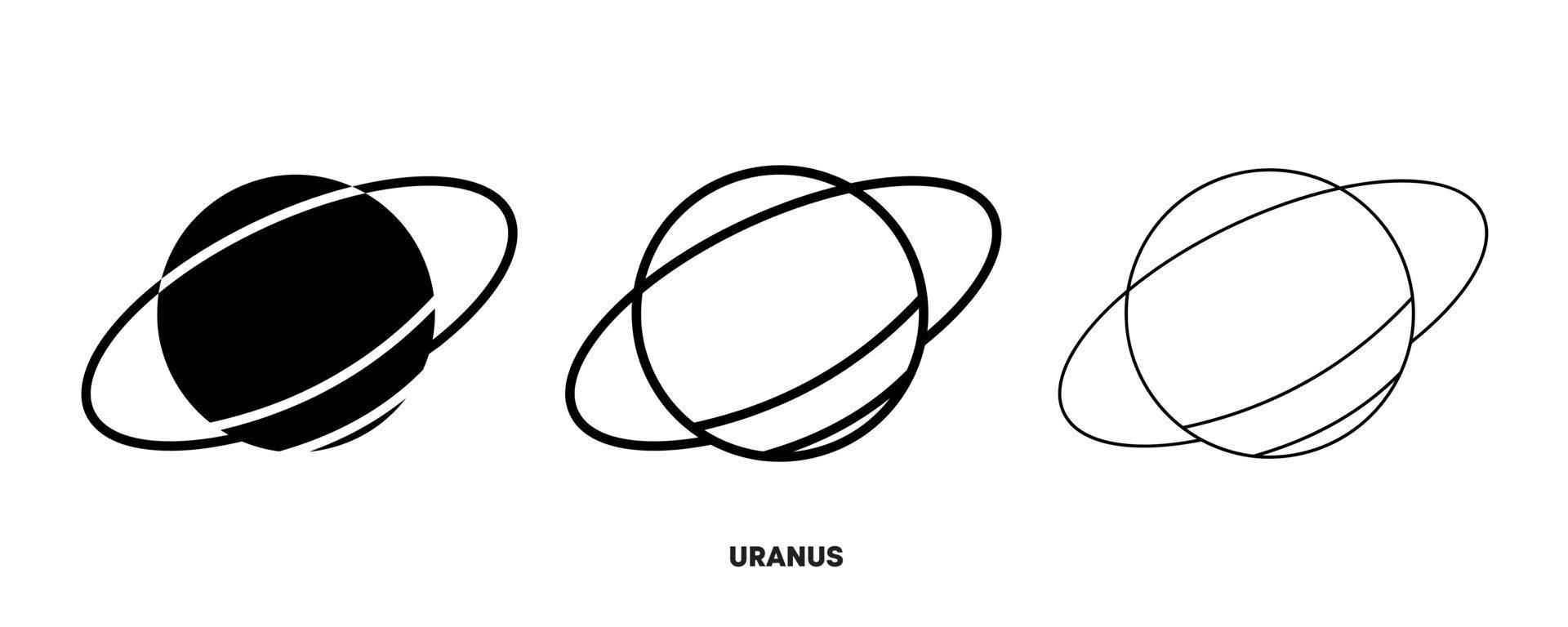 vector de icono de planeta urano. simple signo de planeta urano en estilo de diseño moderno y arte de logotipo para sitio web y aplicación móvil. dibujo editable y silueta en uno.