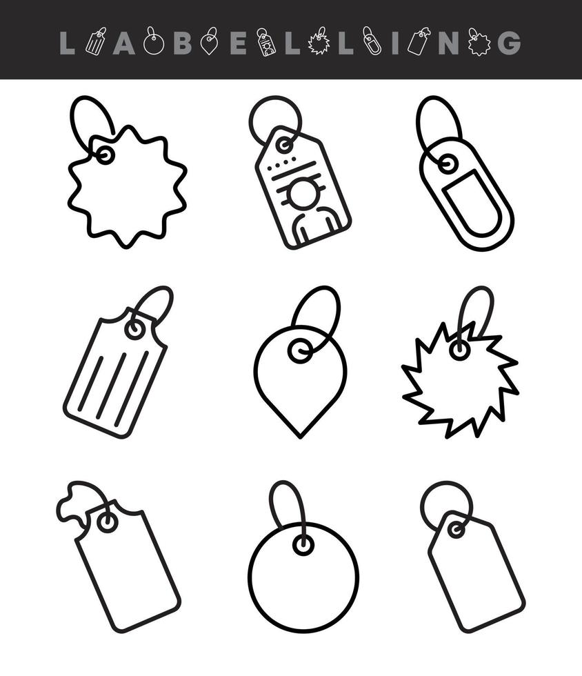 Label vector icon sets. Editable line. Label, website app or logo sets. Tag sale icon vector, tag set.