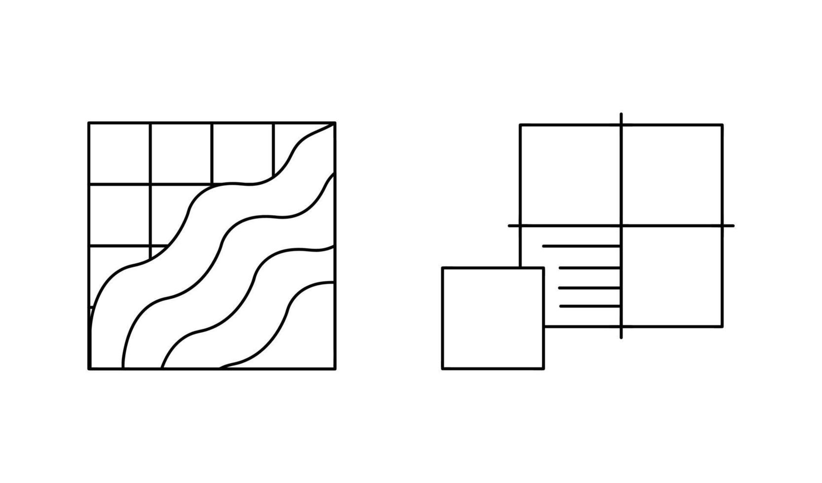 azulejo pegado y pegado en el conjunto de iconos de pared. iconos de ingeniería civil. iconos de mosaico sobre fondo blanco. ilustración de vector de arte de línea técnica. conjunto de líneas editables