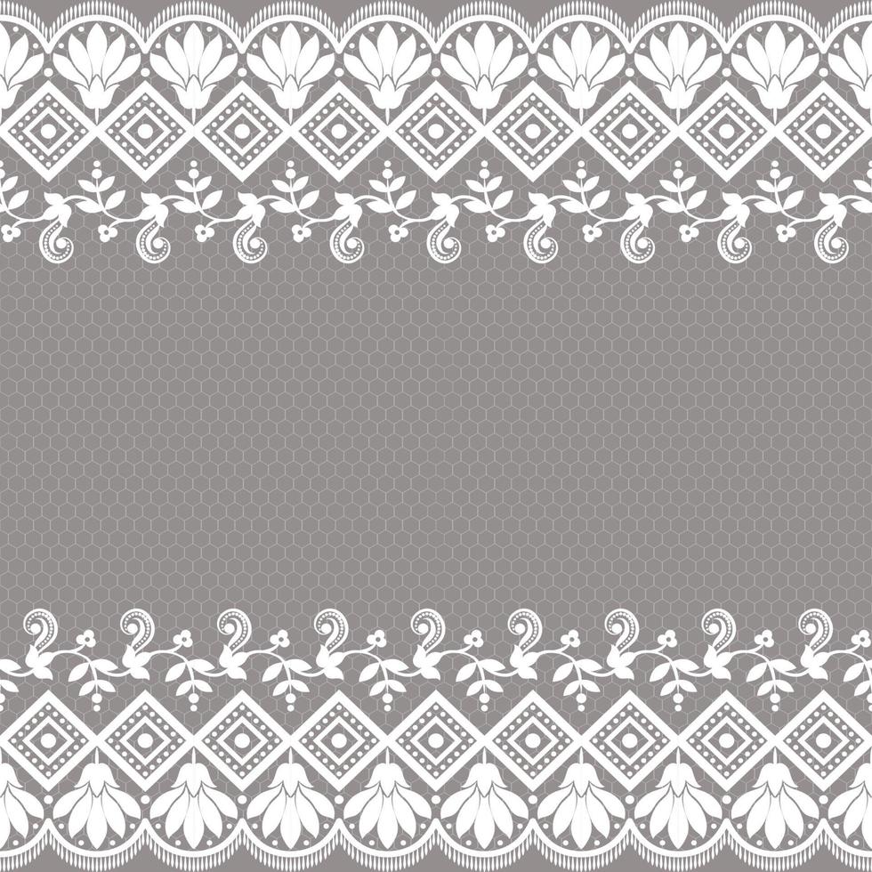 Lace seamless pattern with flowers vector