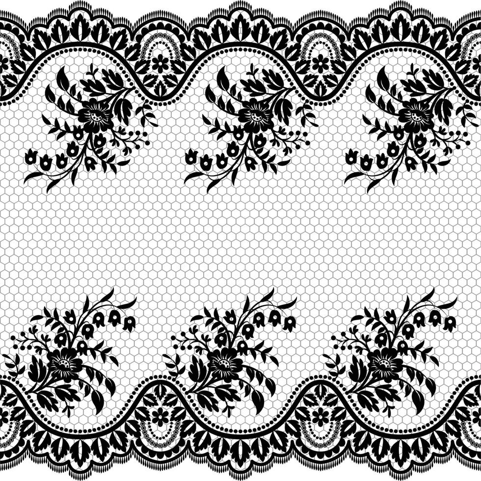 Lace seamless pattern with flowers vector