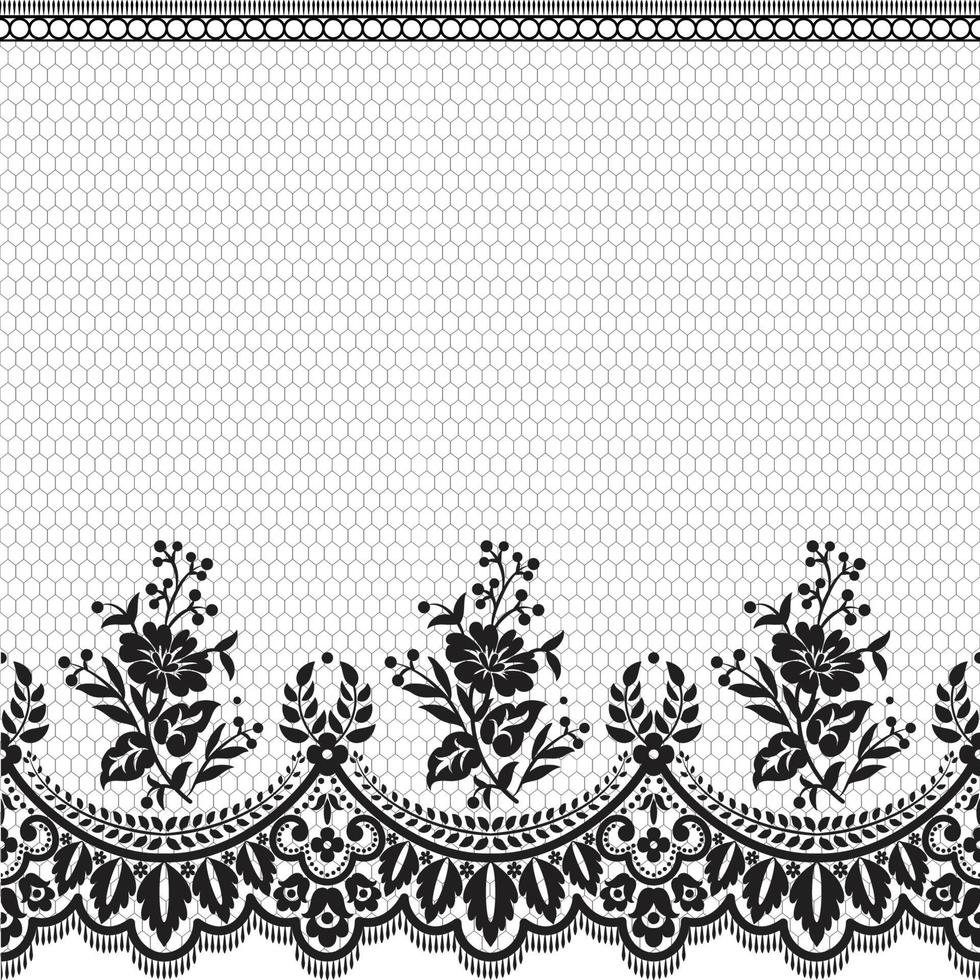 Lace seamless pattern with flowers vector