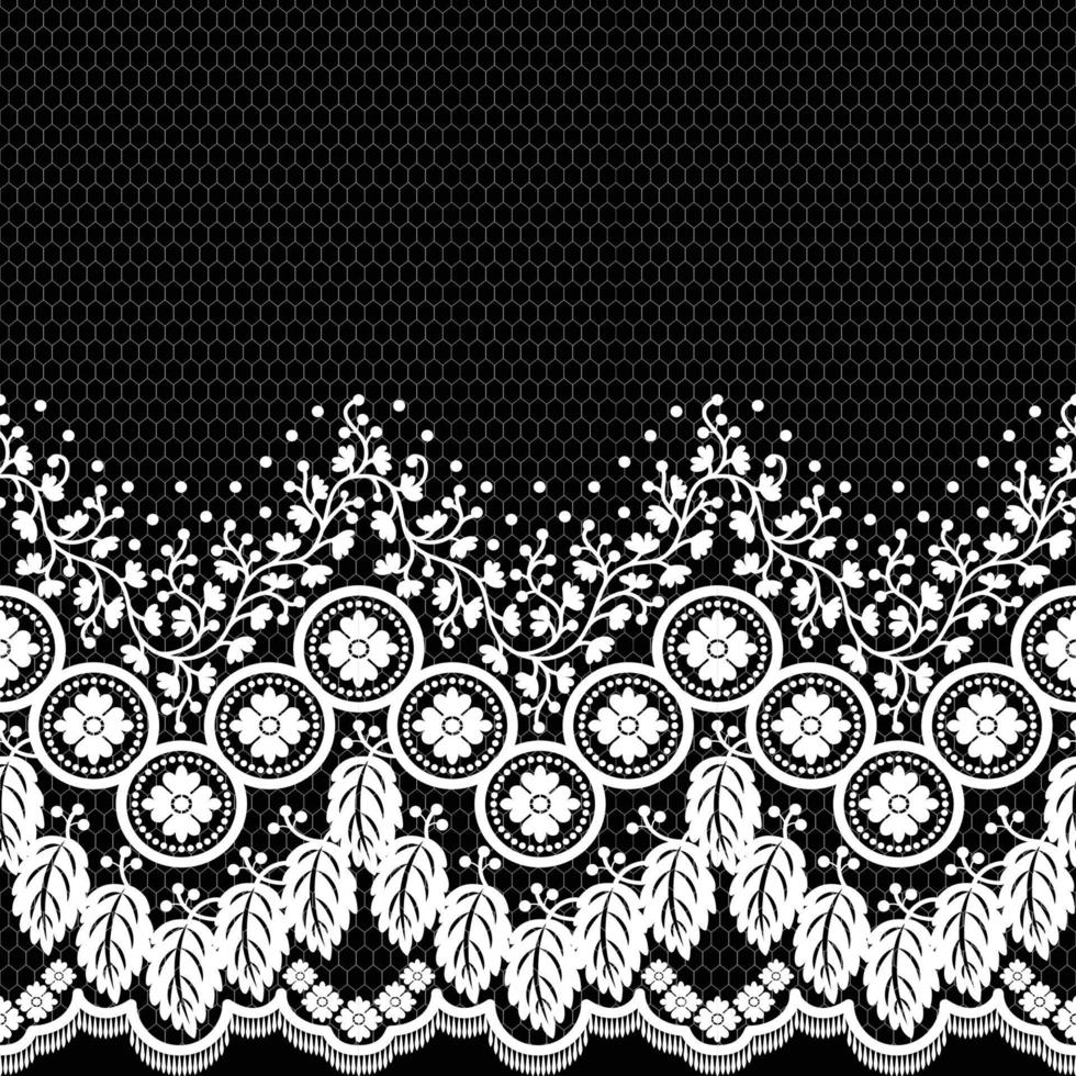 Lace seamless pattern with flowers vector