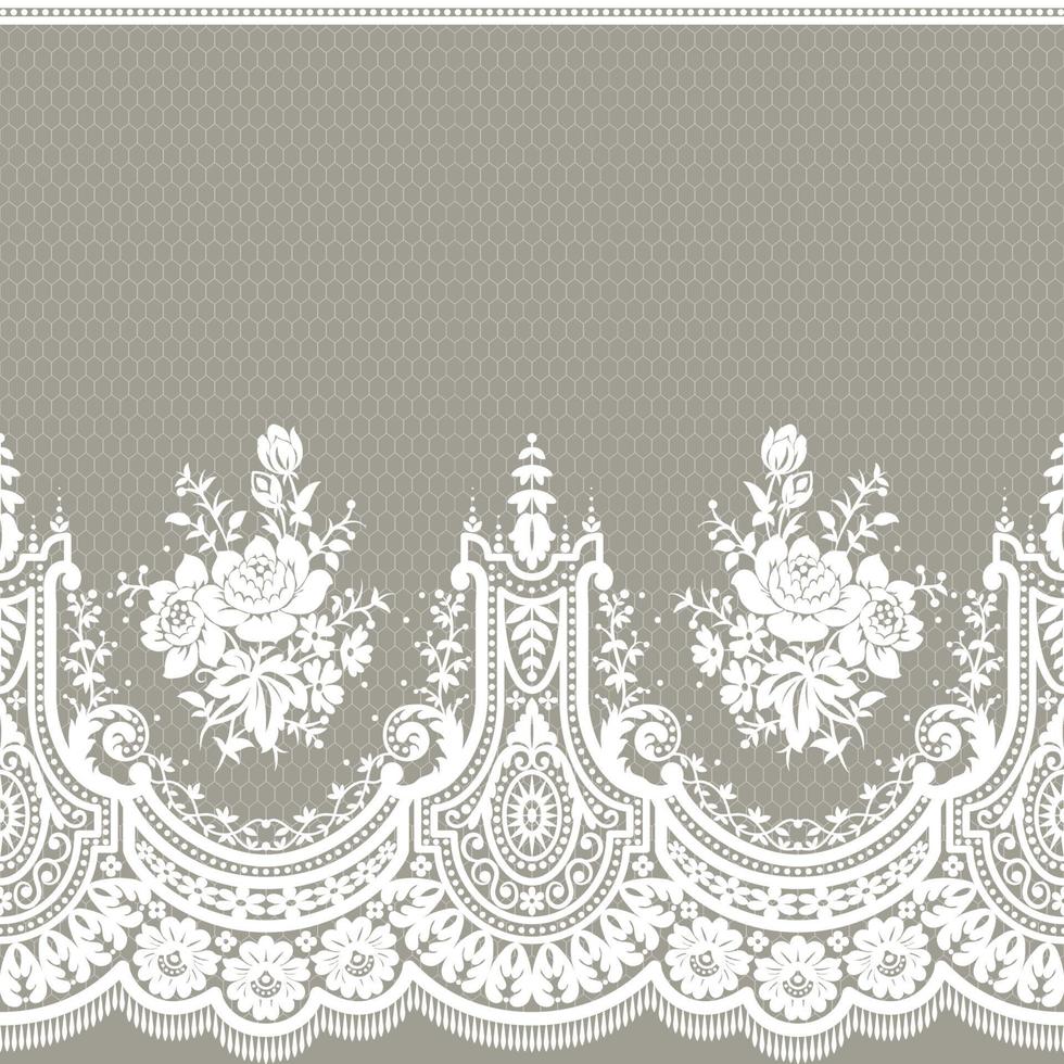 Lace seamless pattern with flowers vector