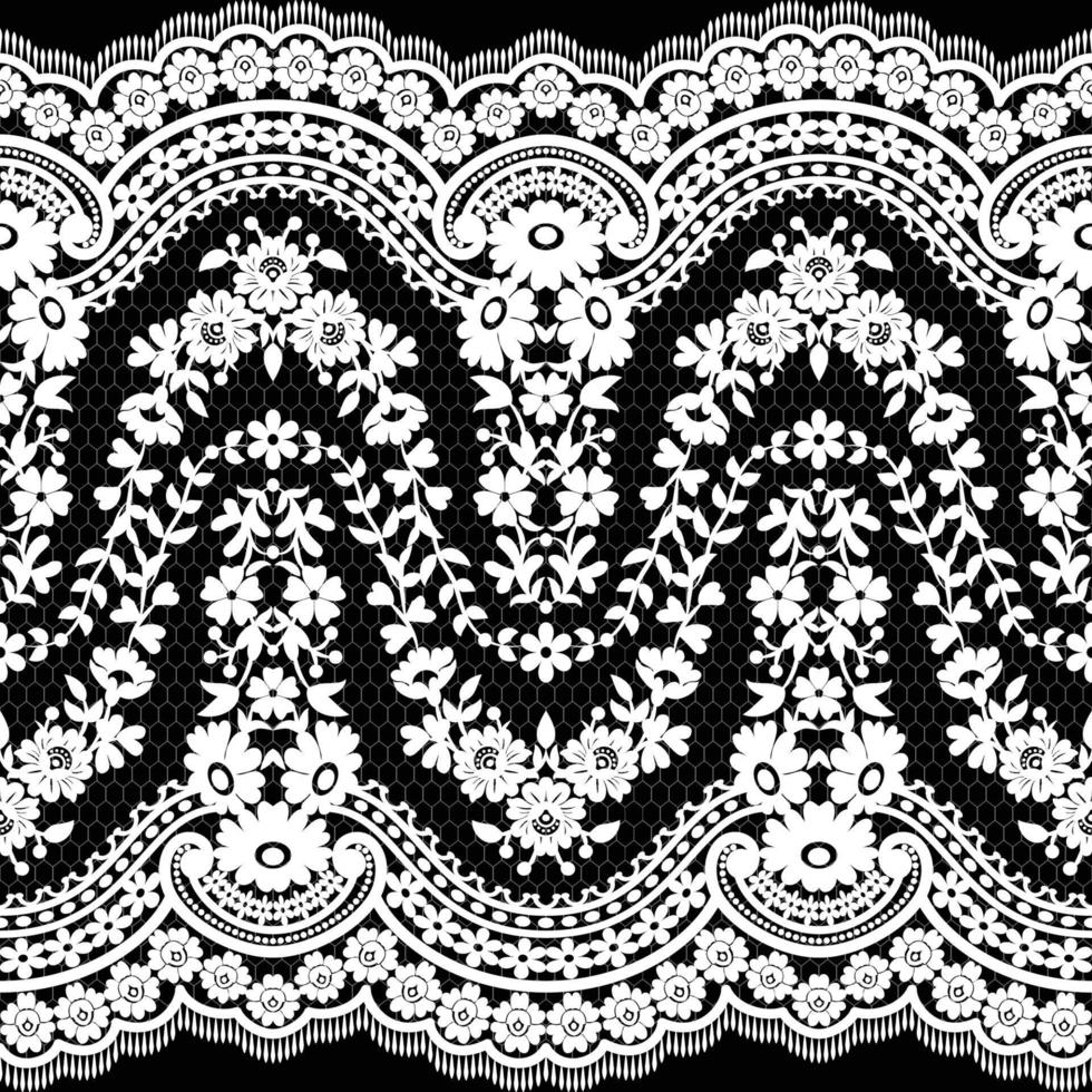 Lace seamless pattern with flowers vector