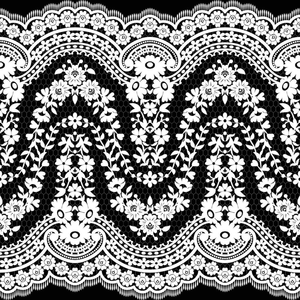 Lace seamless pattern with flowers vector