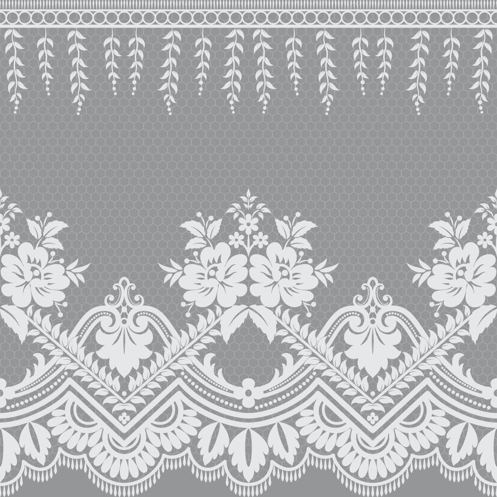 Lace seamless pattern with flowers vector