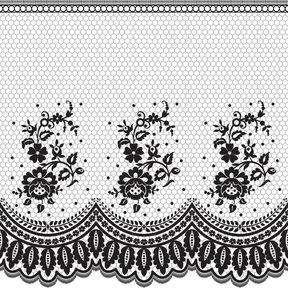 Lace seamless pattern with flowers vector