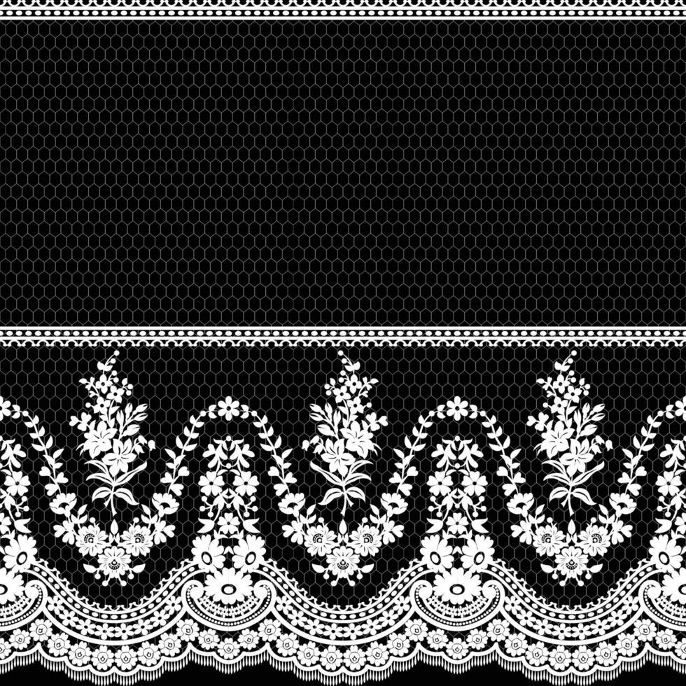 Lace seamless pattern with flowers vector