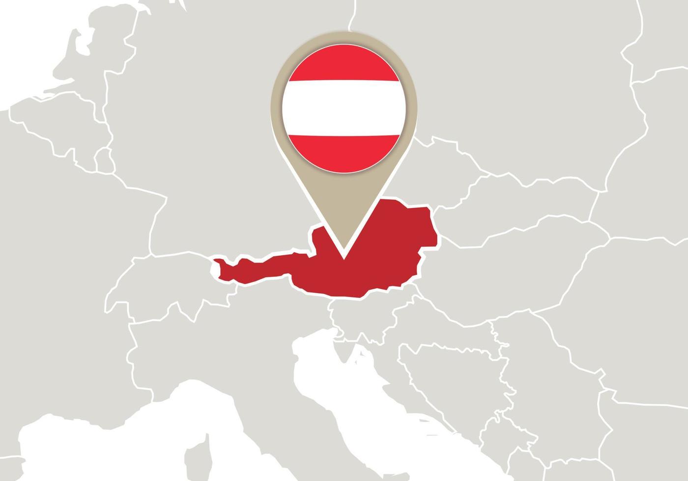 Austria on Europe map vector