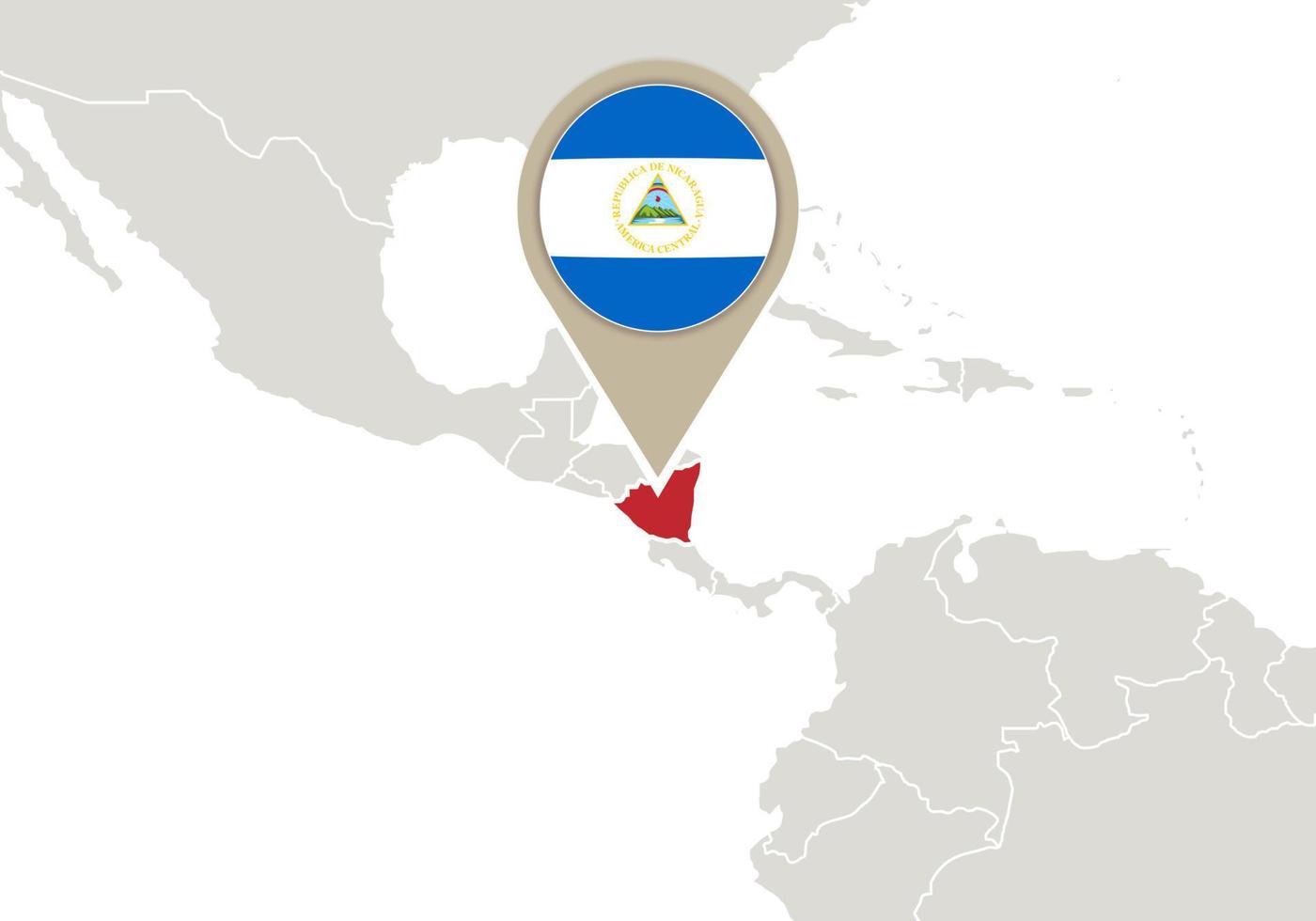 Nicaragua on World map vector