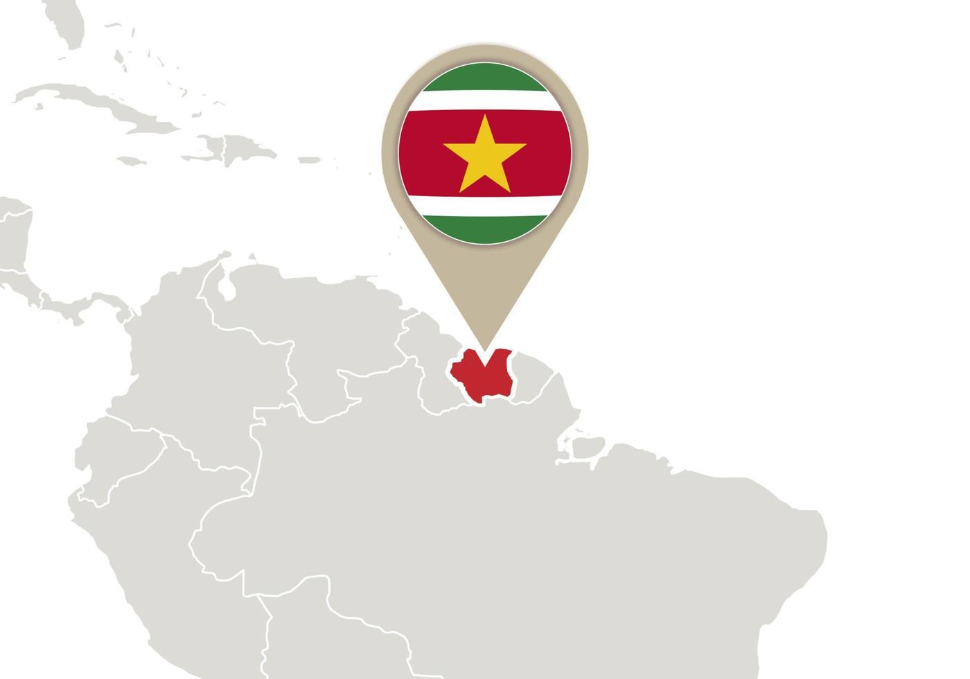 Suriname on World map vector
