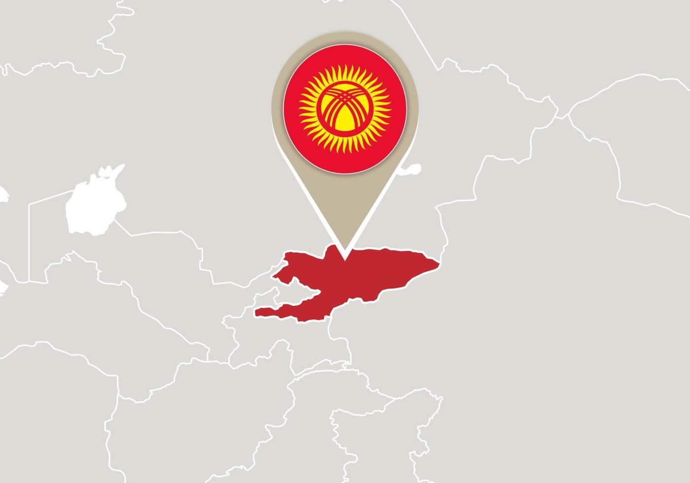 Kyrgyzstan on World map vector