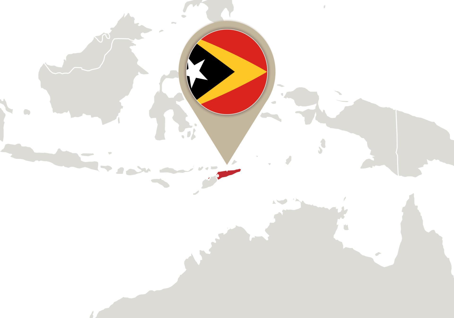 Location Of East Timor On The World Map With Enlarged Map Of East Timor East Timor On World Map Vector 