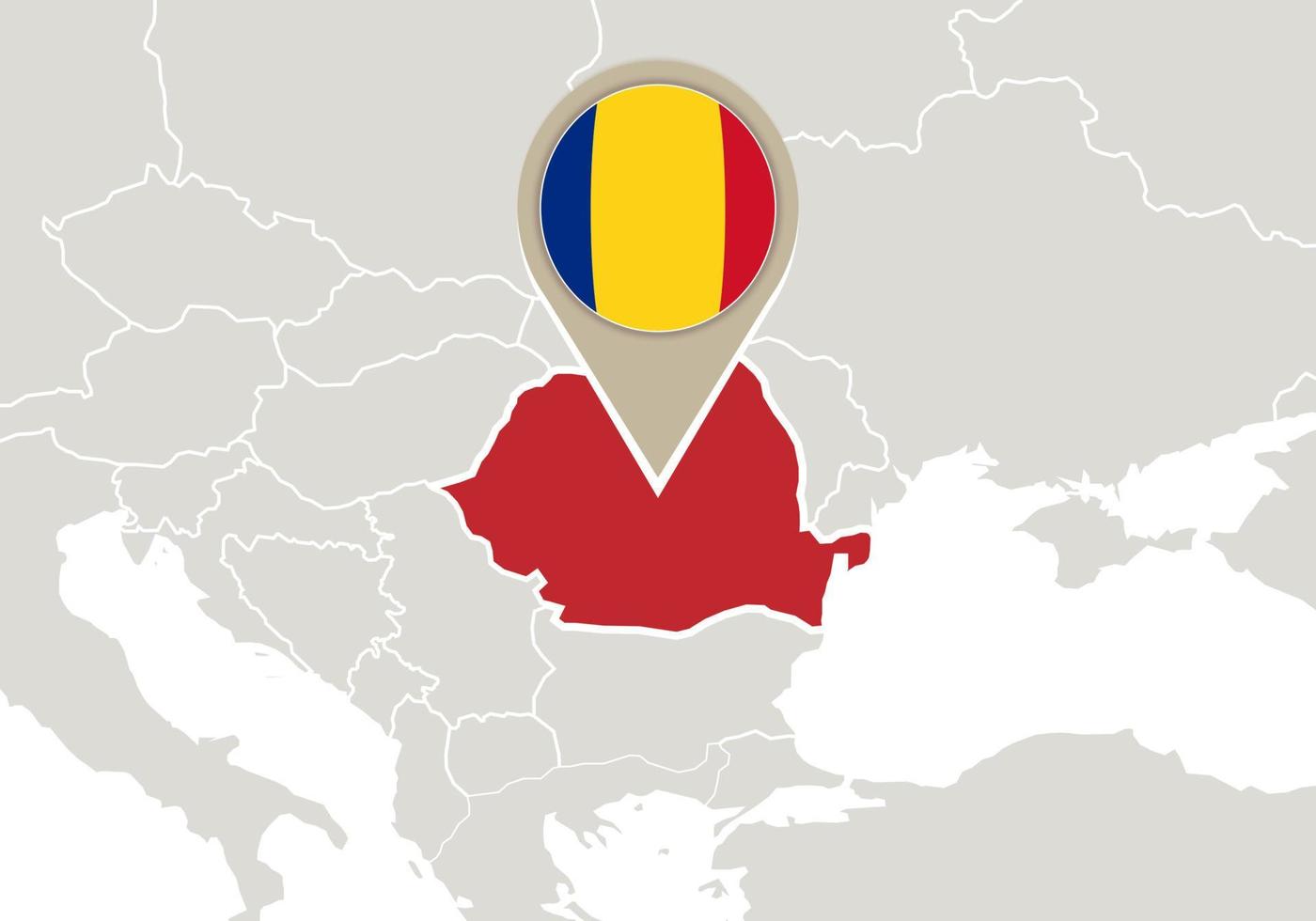 rumania en el mapa de europa vector