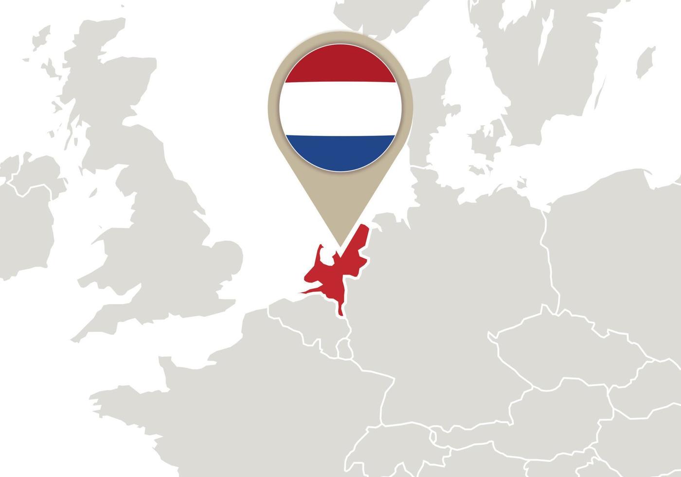 Netherlands on Europe map vector