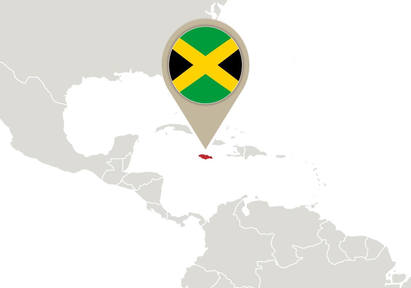 Jamaica on World map vector