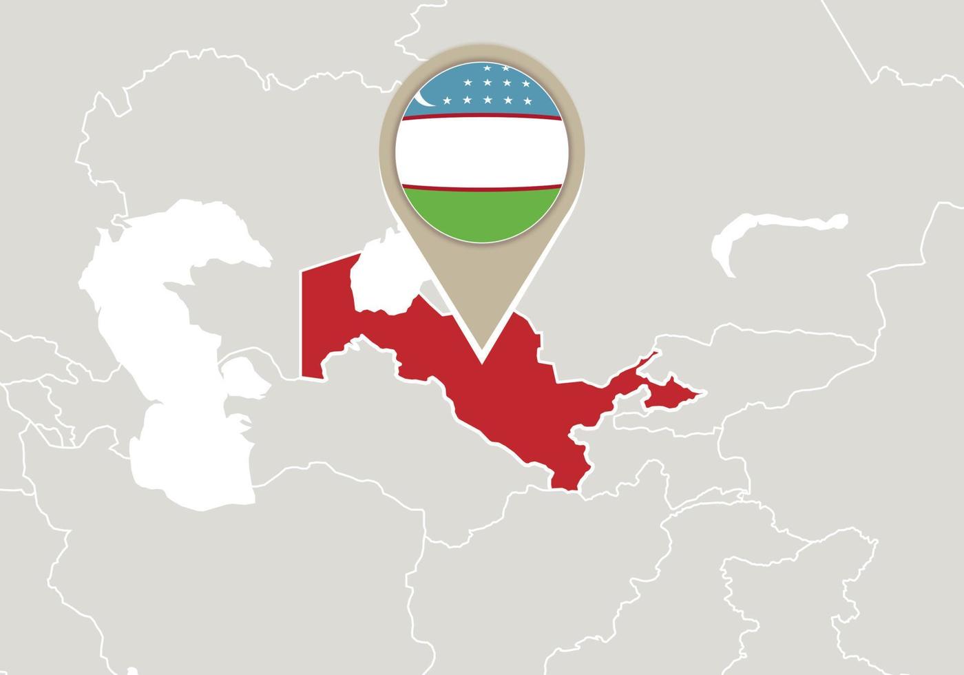 uzbekistán en el mapa del mundo vector