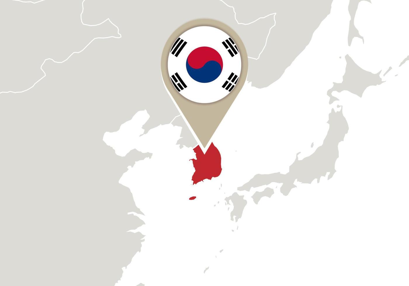 South Korea on World map vector