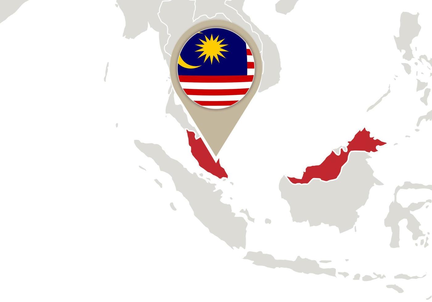 malasia en el mapa del mundo vector